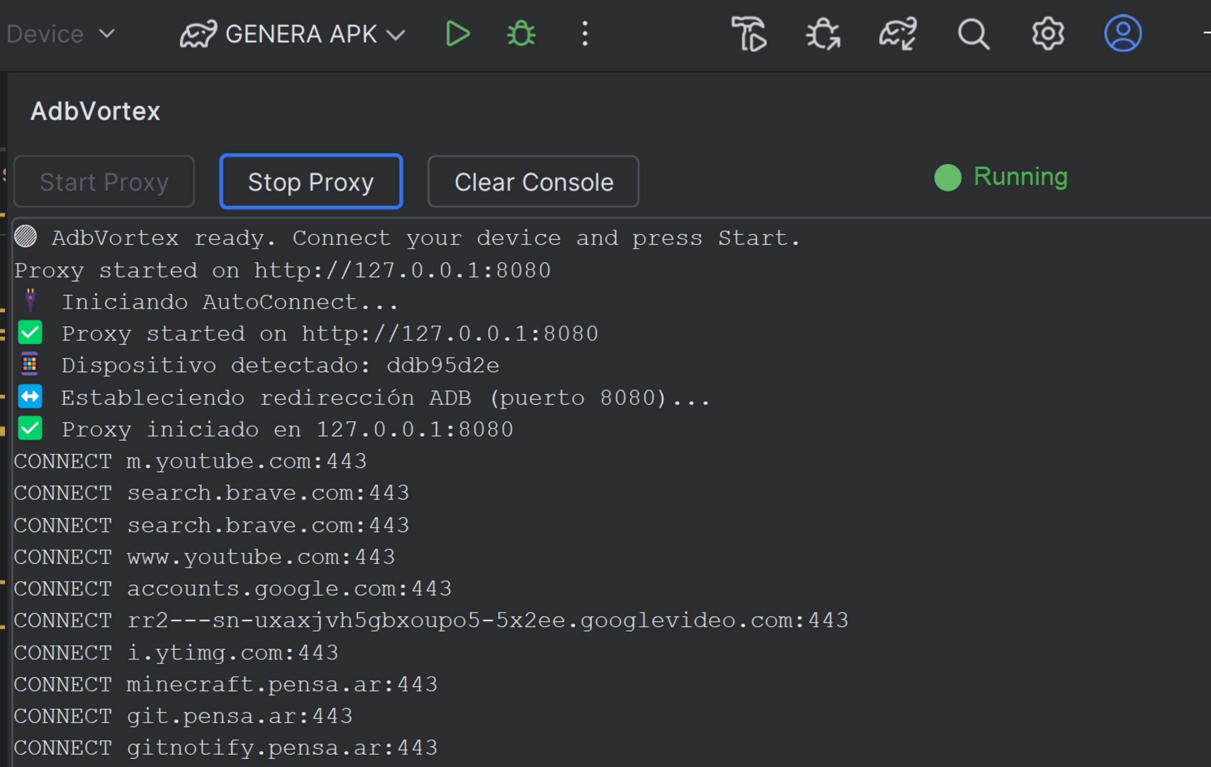 AdbVortex running